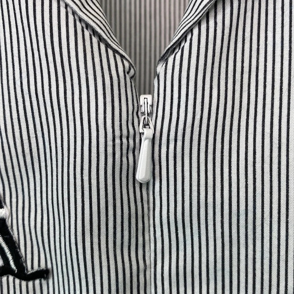 Vintage Light House stitched zip front pinstripe blouse by Las Olas size Medium - Picture 5 of 8